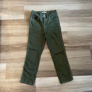 Levi's Women's 724 Straight-Leg Olive Green Carpenter Cropped Jeans